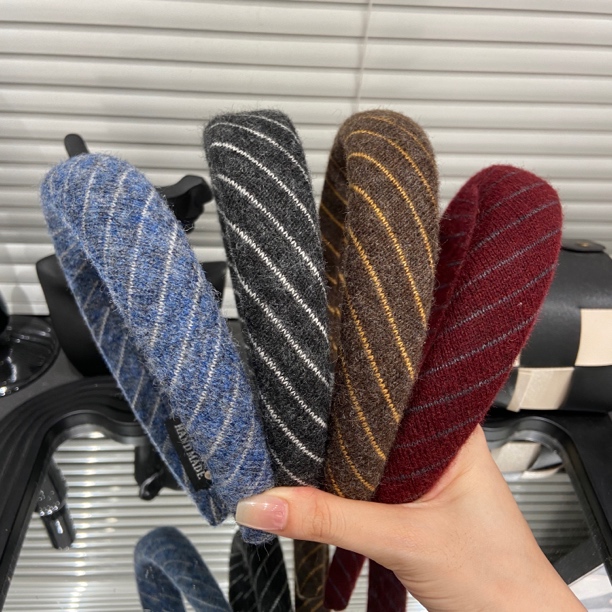 E4942 复古条纹发箍法式宽边头箍气质外出韩国新款高级发卡发饰女