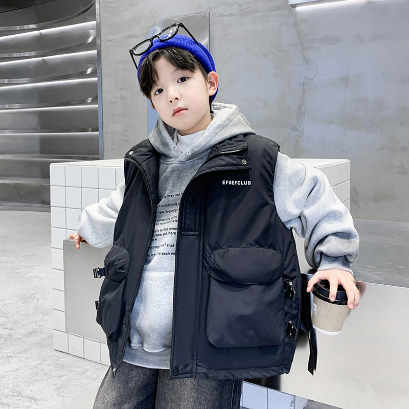 儿童装男童马甲时尚新款冬季2025中大童男孩工装加厚马甲帅气时髦