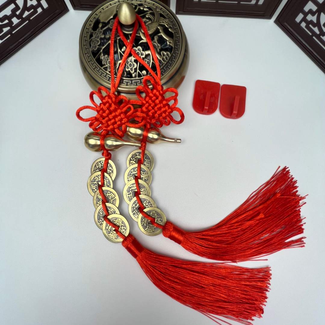 全黄铜葫芦挂件家居门边挂饰挂件手工编制吉祥结客厅卧室厨房挂件