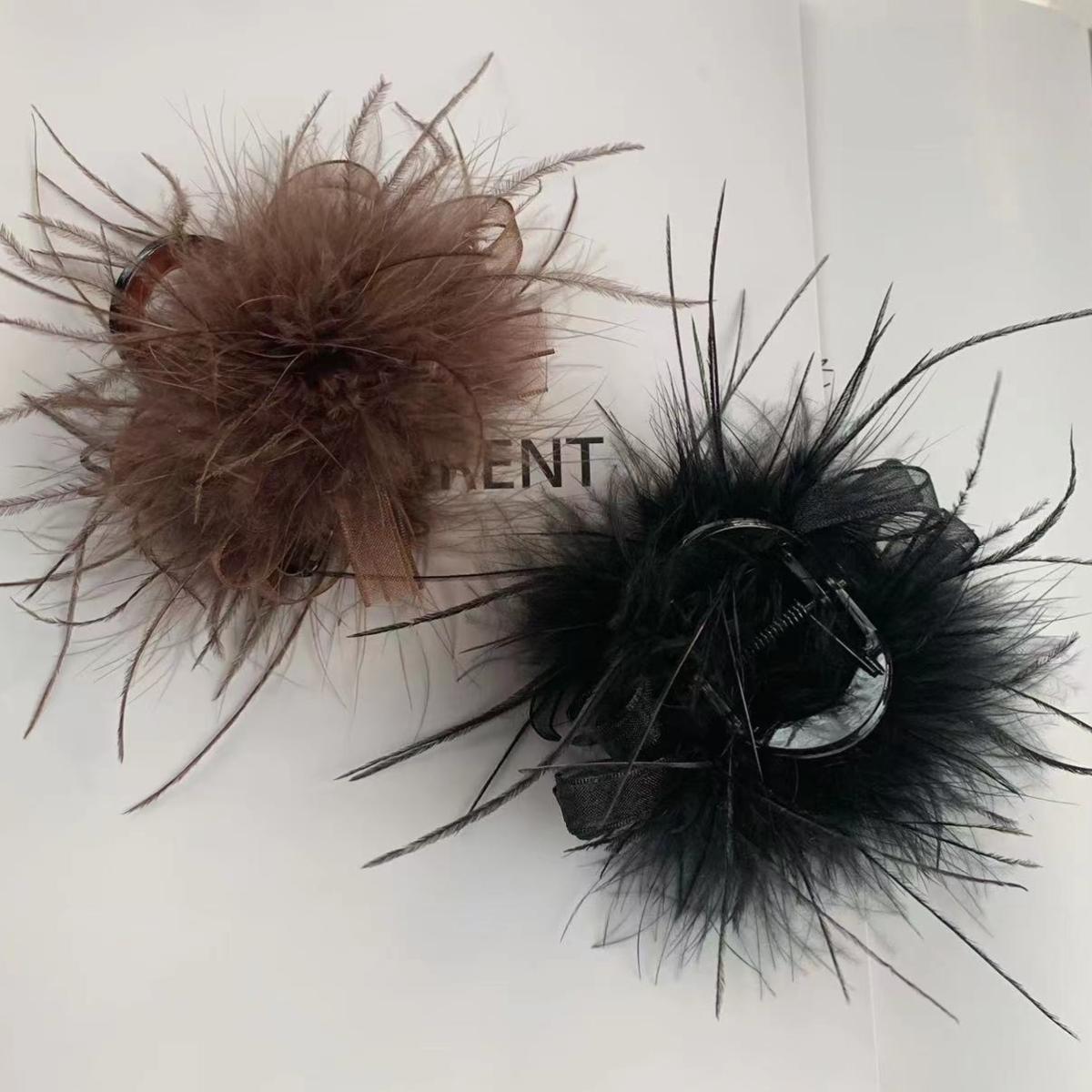 【织梦】浪漫羽毛8cm鲨鱼发夹抓夹时尚发饰