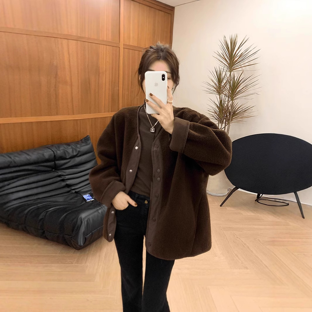 高级感时尚加厚毛绒外套女秋冬季2025新款韩版今年流行羊羔毛上衣