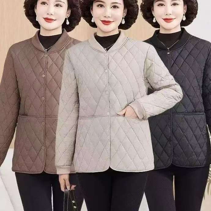 轻薄立领棉服中老年保暖妈妈棉袄休闲冬季新款宽松短款外套棉衣