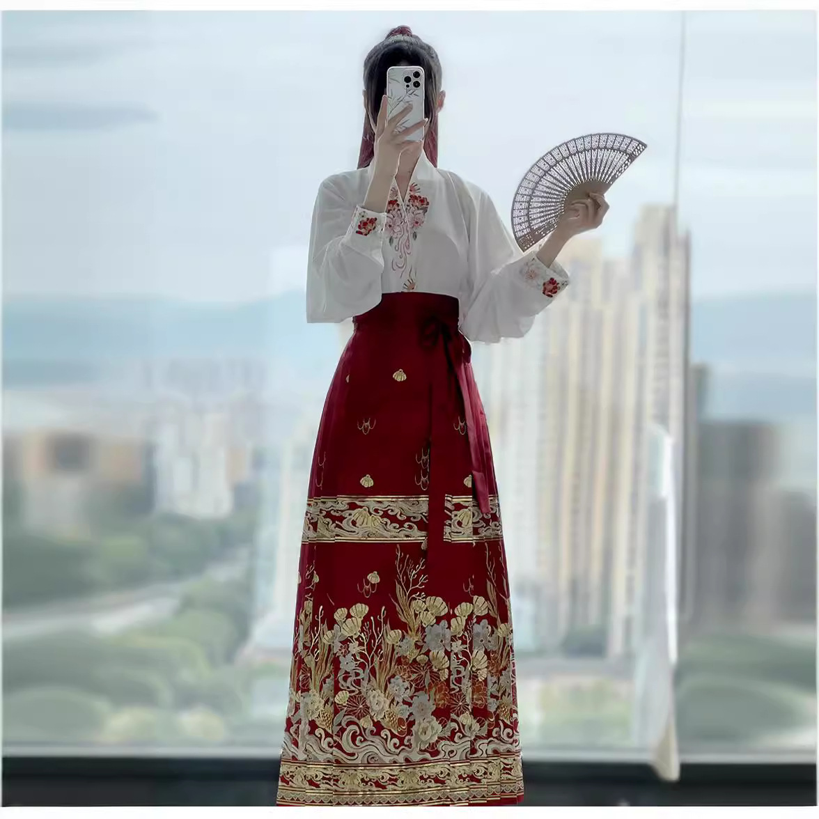 新款高端织金妆花马面裙美人鱼】明制古风汉服对襟重工刺绣飞机袖