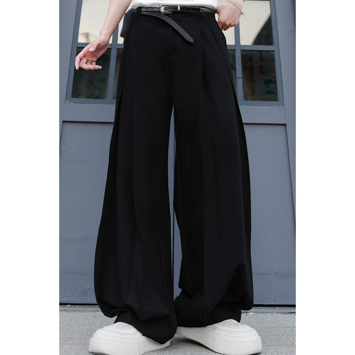 AYUE秋季新款潮流高级感立体层叠设计宽松垂感阔腿休闲长裤裤子