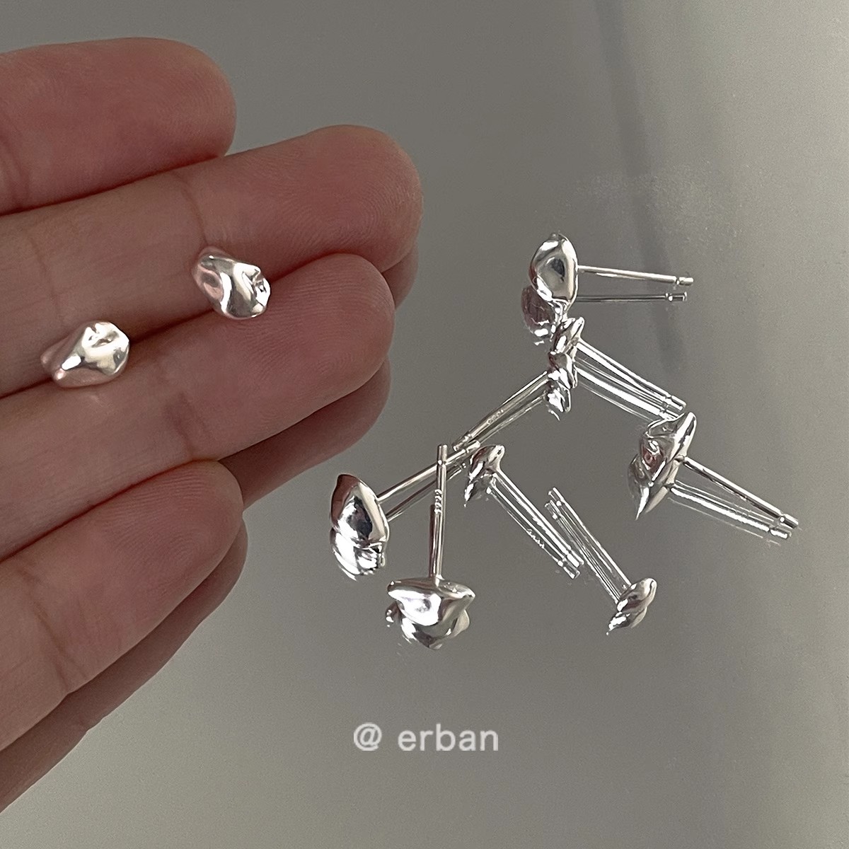 ERBAN/耳伴 足银耳饰 999纯银耳钉女养耳洞耳骨钉耳环冷淡风耳饰