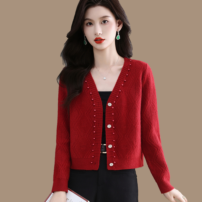 高端时髦针织开衫女短款披肩外搭秋冬新款高腰洋气小个子毛衣外套