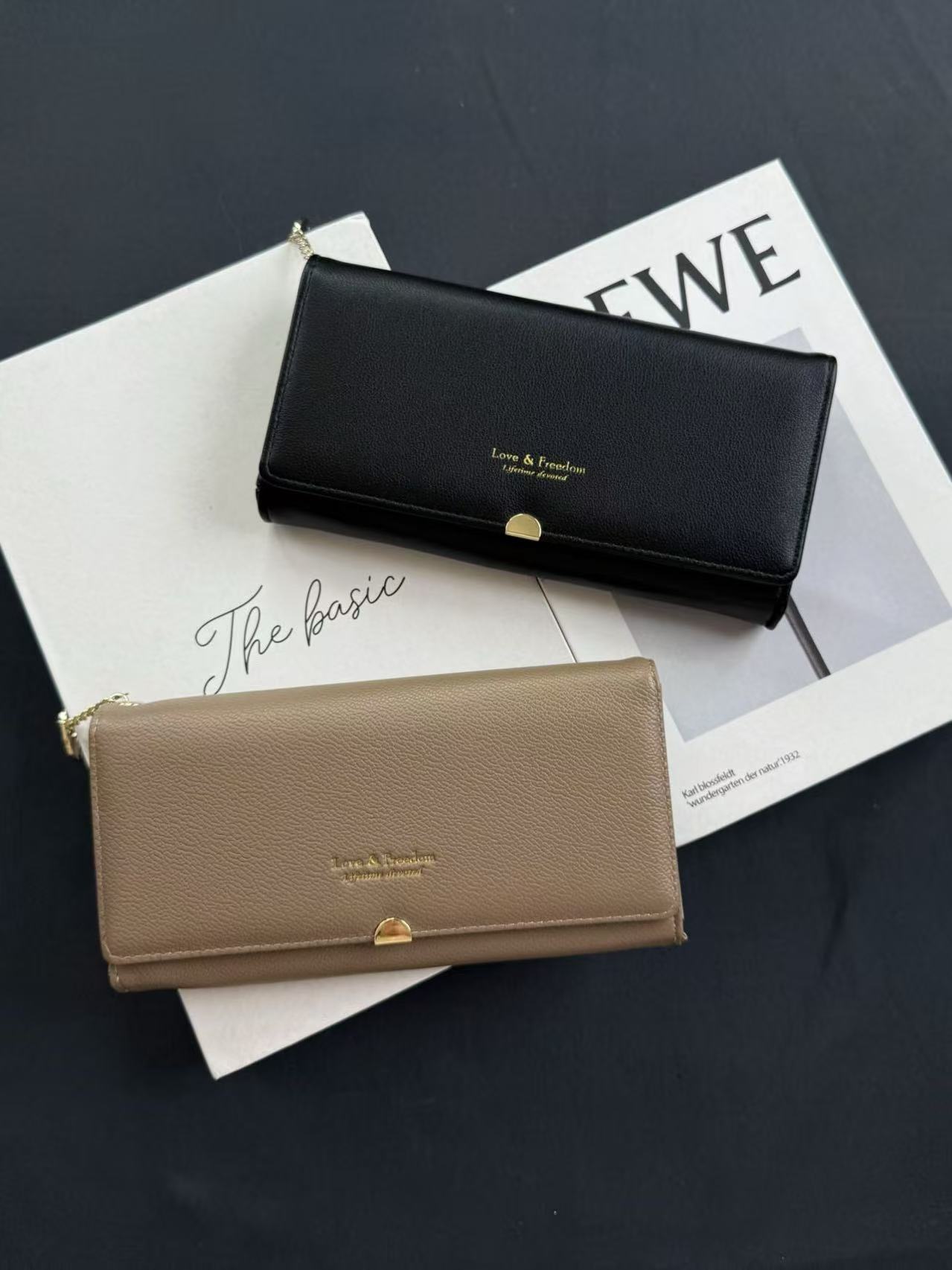 迪雅路【长款钱包】纯色软皮女士长款钱夹多隔层多卡位 简约高档