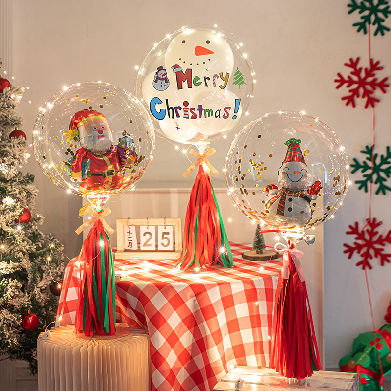 圣诞节发光波波气球桌飘装饰品桌面酒吧门店平安夜场景氛围布置