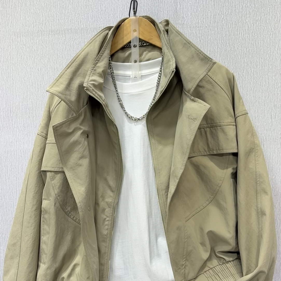 春秋假两件夹克男士潮牌痞帅翻领休闲短款复古工装潮流外套上衣