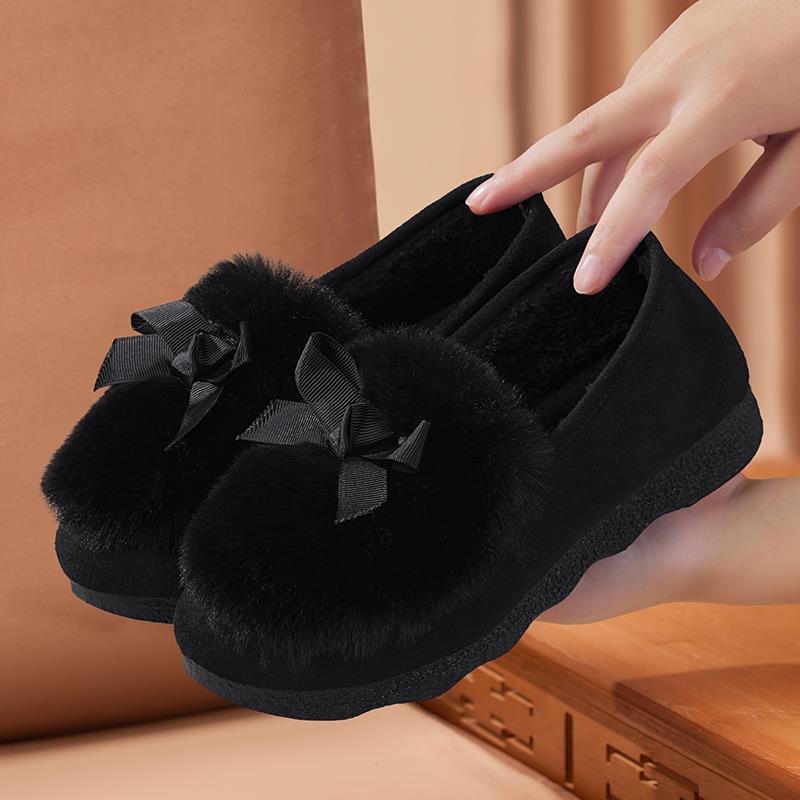 豆豆鞋女冬加绒保暖老北京布鞋软底妈妈鞋加厚秋冬新款外穿毛毛鞋