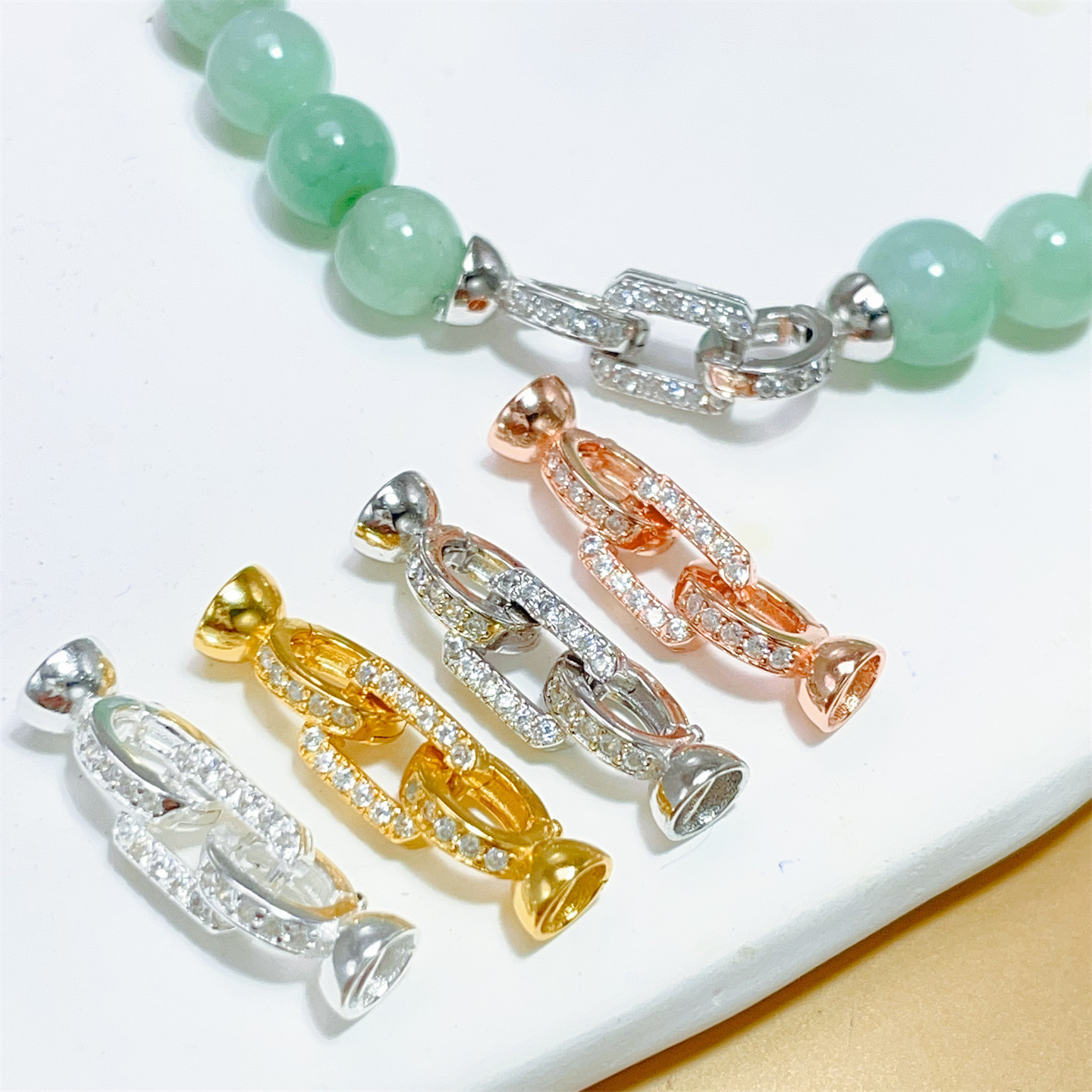 925银银制品 925银小号珍珠项链手链扣子DIY双环方形扣连接扣配件