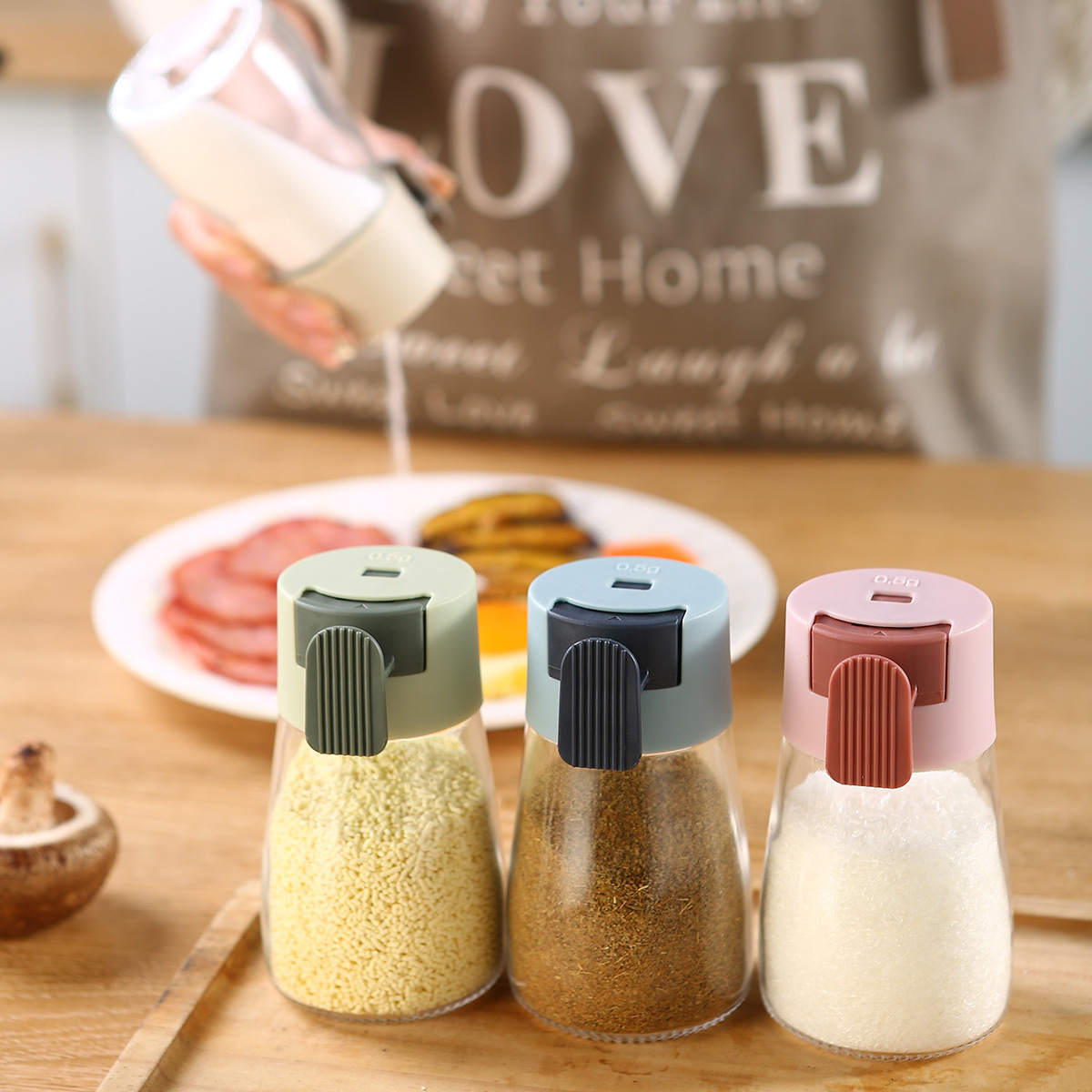 定量盐罐调味罐控盐瓶味精调料盒家用厨房调味品容器计量撒盐罐子