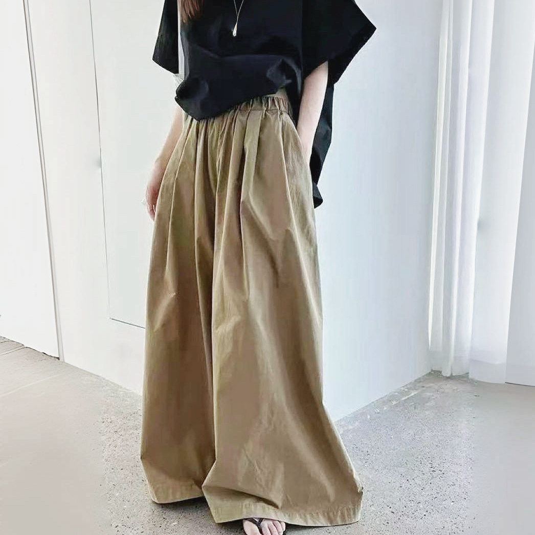 1073前方高能～韩系松弛感 纯棉粗腿裤 舒适潮感双在线