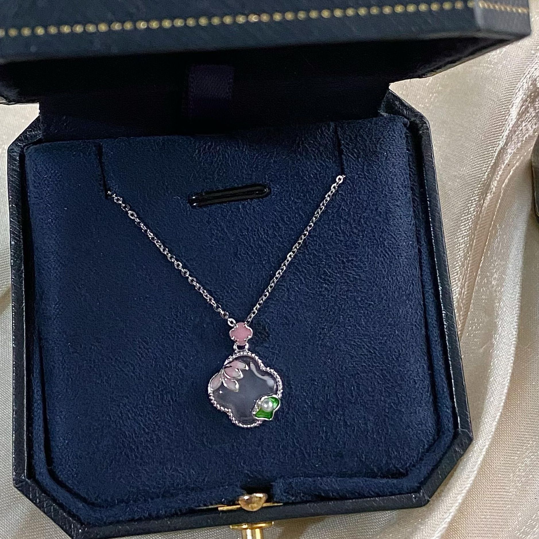 坠链均925银 荷塘月色S925纯银项链轻奢新中式小众高级感生日礼物