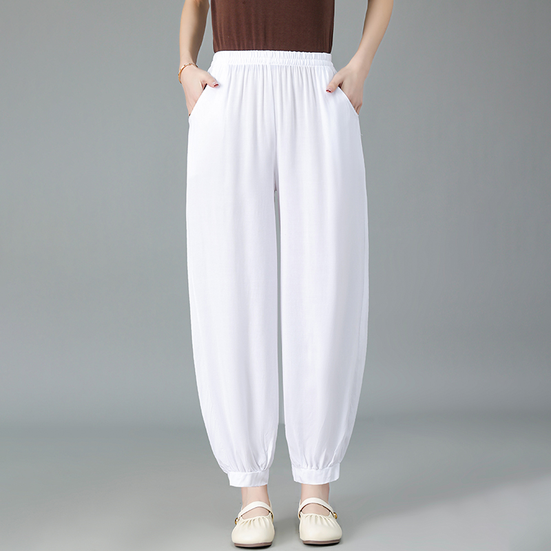 洋气女士休闲裤夏季薄款网红裤子大码灯笼裤纯色防蚊裤百搭阔腿裤