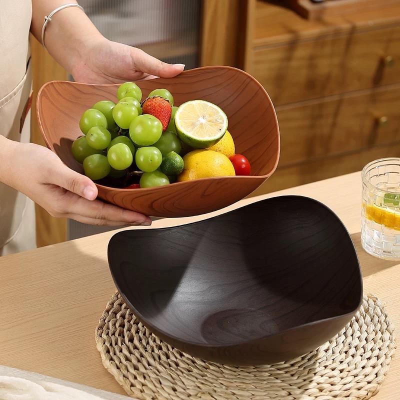 范哲萨创意仿木纹复古水果盘客厅家用零食干果摆放盘新款糖果瓜子