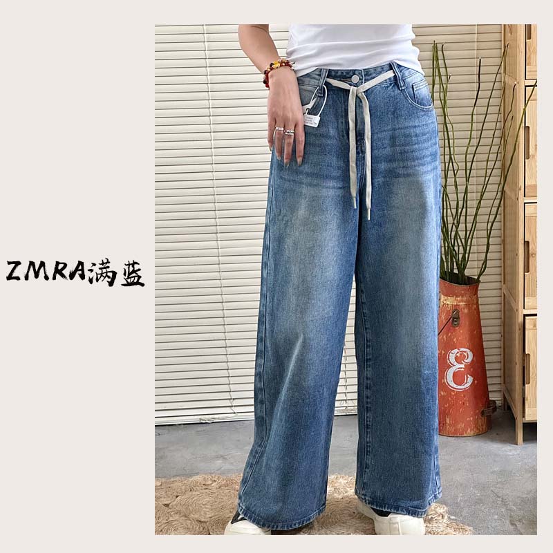 4111 春秋新款女士宽松直筒牛仔裤