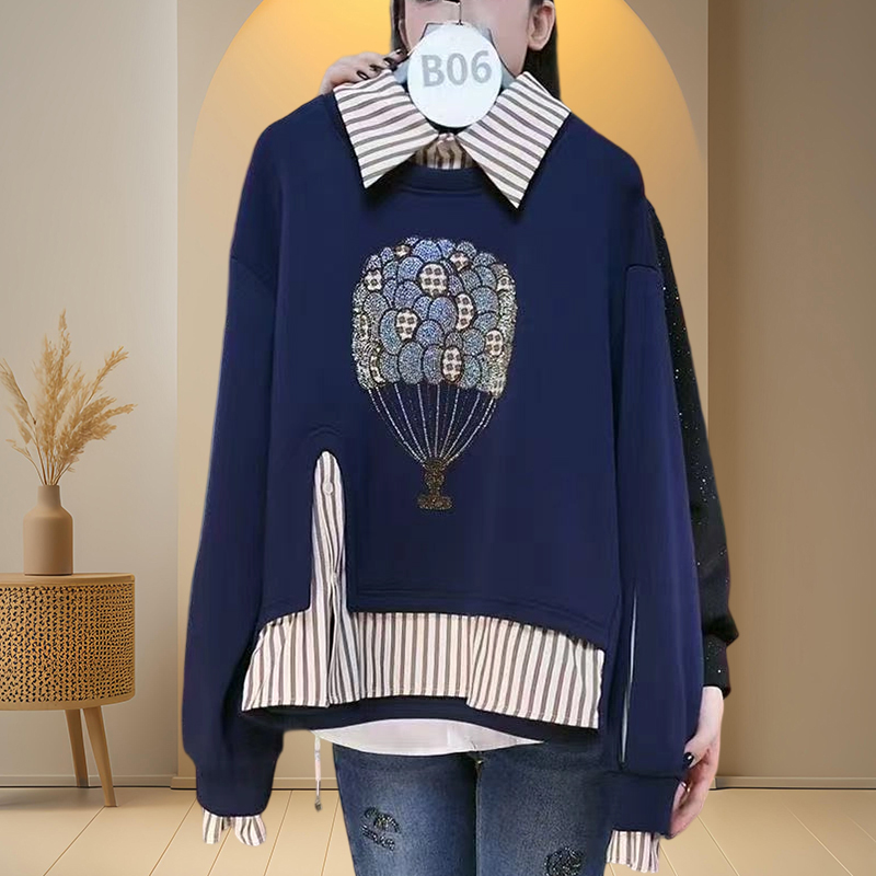 设计感小众网红洋气炸街女装POLO翻领卫衣女款春秋2025假两件上衣