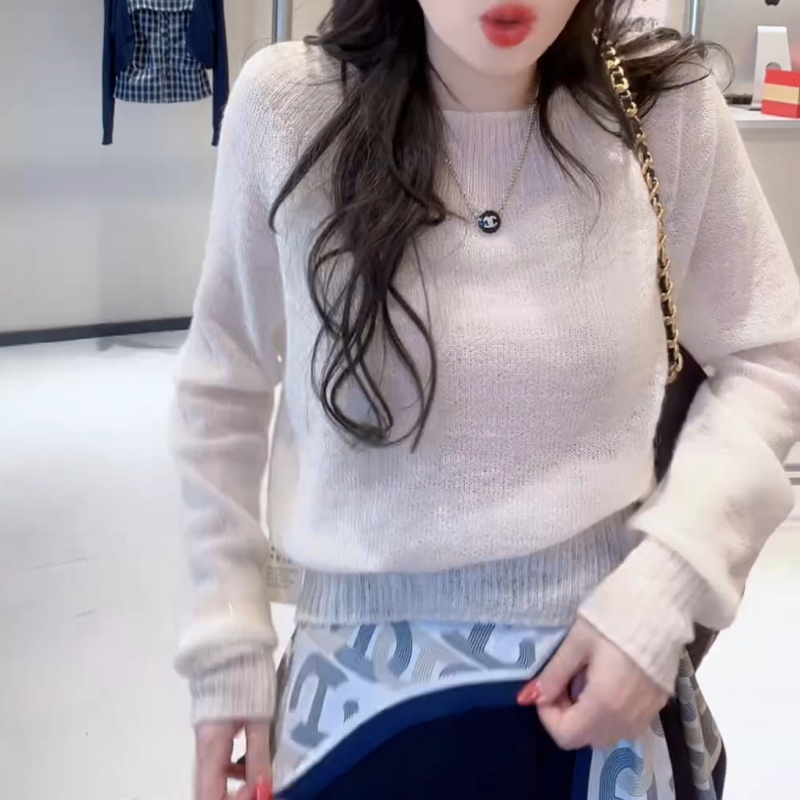 【温流纱】 秋季新款纯色百搭高级套头显瘦毛衫LK2505832