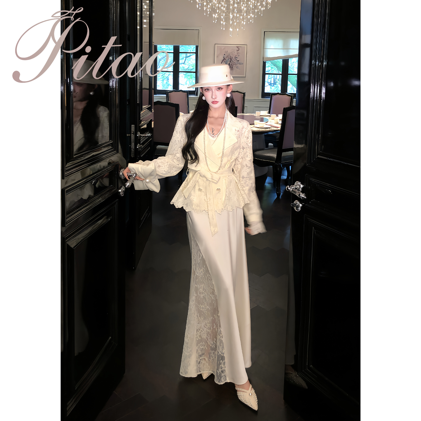 杜屁屁桃PITAO 原创【白日舒曼】气质简约百搭休闲长袖亮闪上衣外套