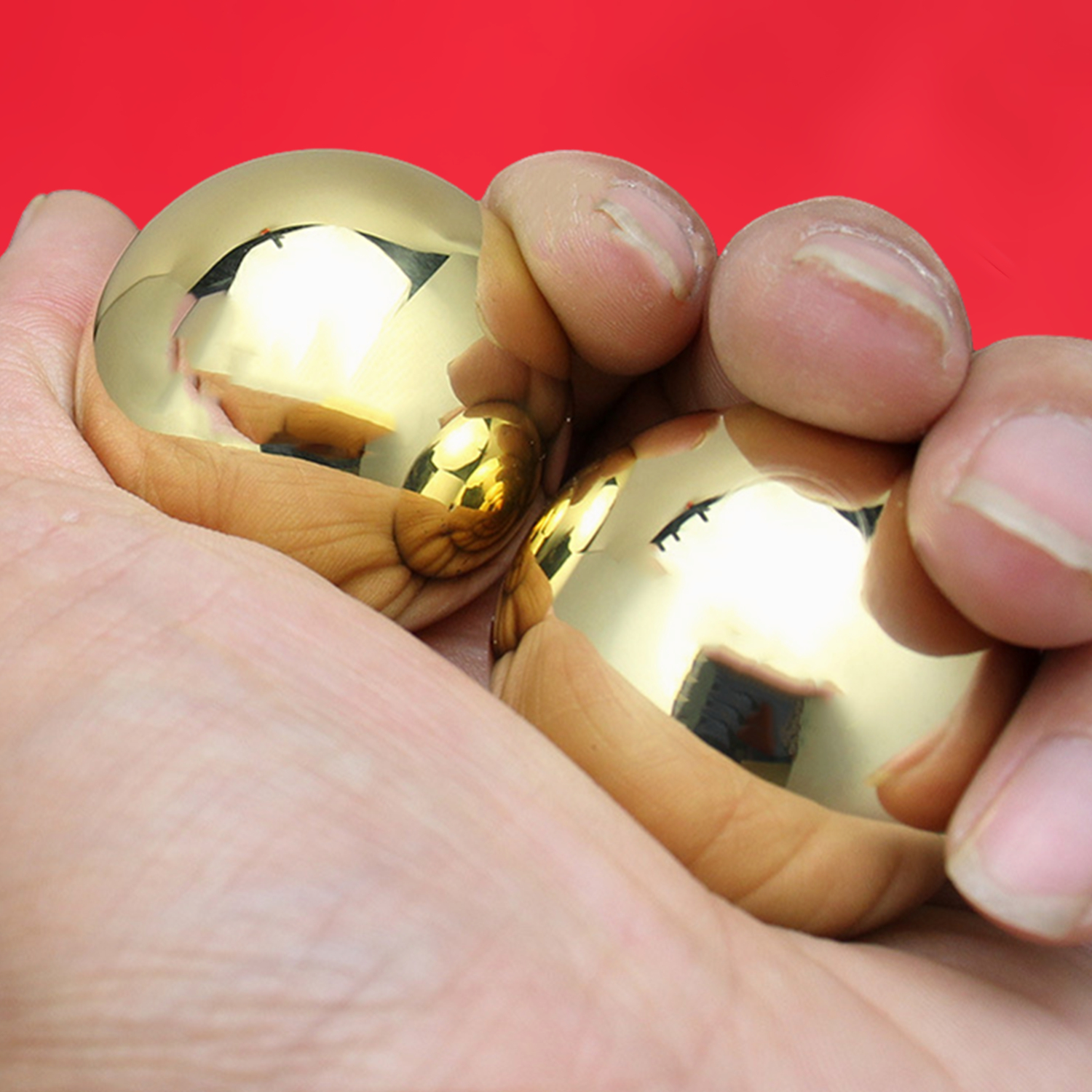 实心纯黄铜球健身球手球中老年人保健球手玩把件按摩球全铜手转球