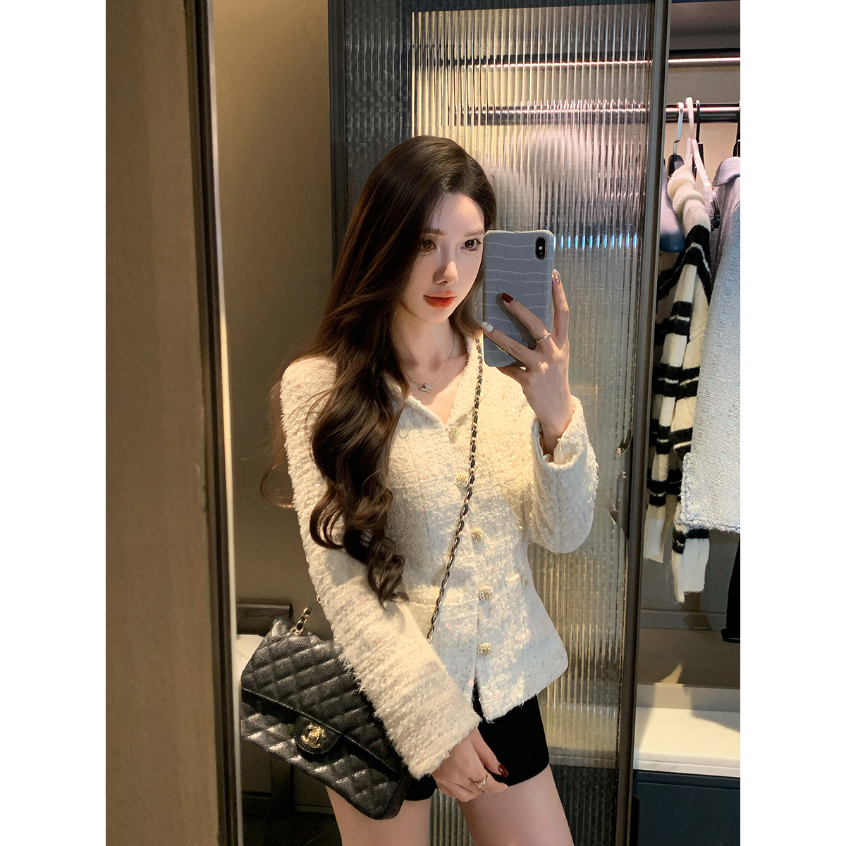 JustQin【财阀千金大小姐】气质小香风上衣羊毛呢短外套女