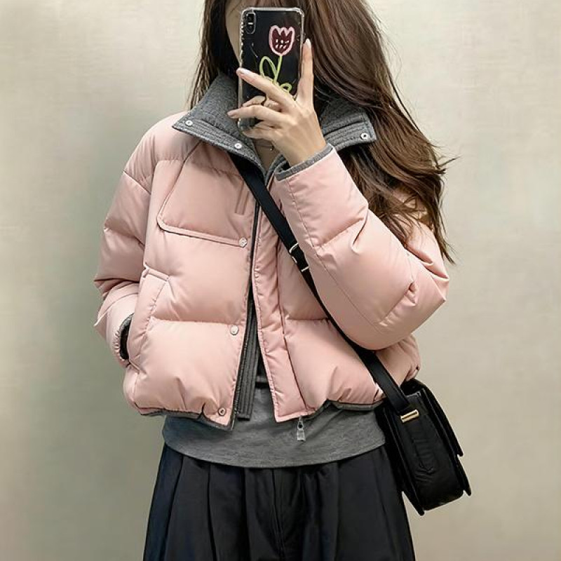 巨好看加厚女款2025新款的冬季外套棉袄粉色棉服洋气短款夹棉保暖