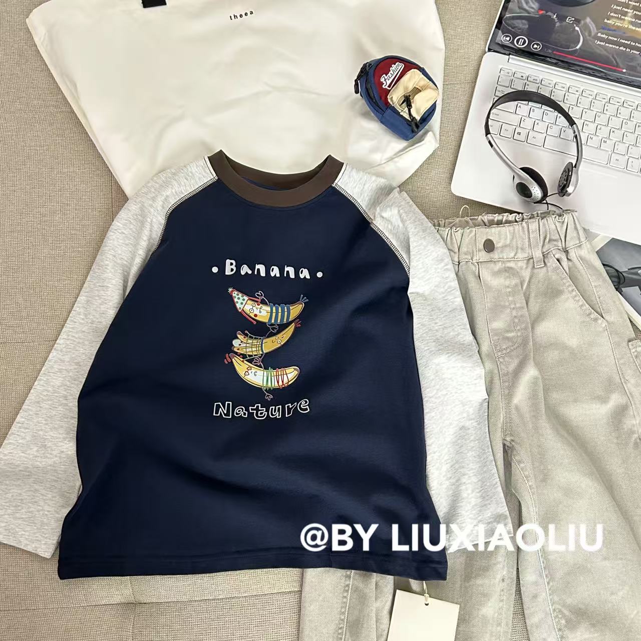 杭州六小六正版BY LIUXIAOLIU秋季儿童插肩袖长袖17451