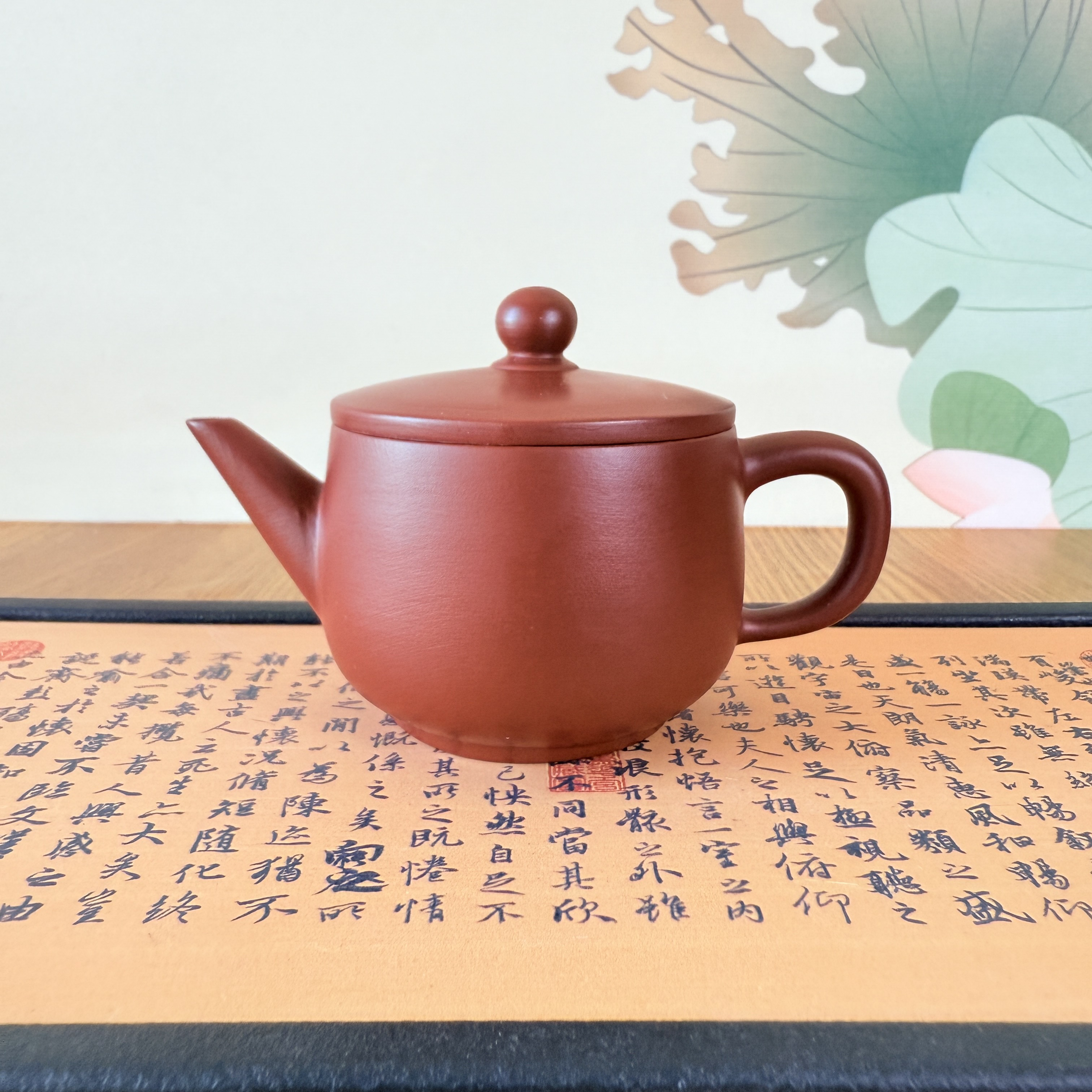 潮州朱泥原矿手拉壶大口汉瓦壶全手工朱泥大红袍紫砂壶