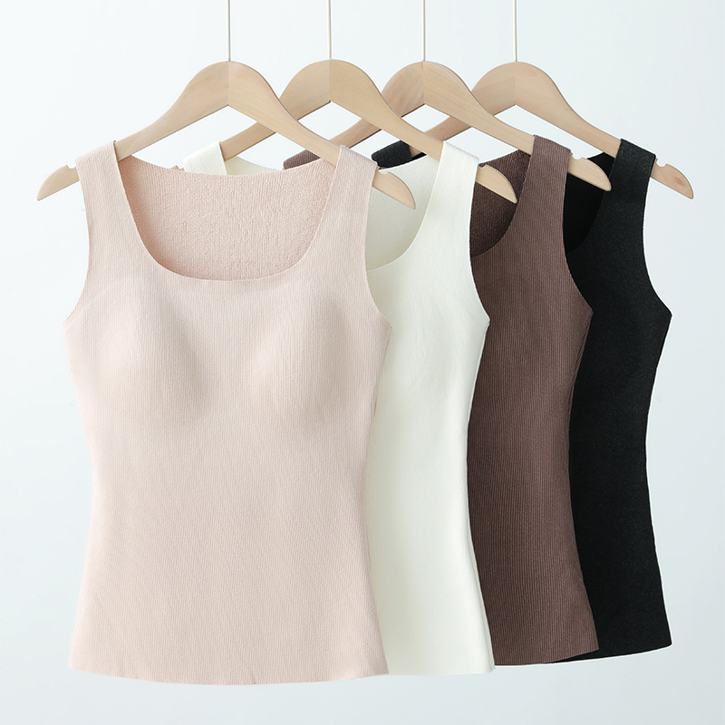 门店1/9&9！小火炉背心」免bra罩杯仿羊羔毛加厚保暖内搭上衣C23277