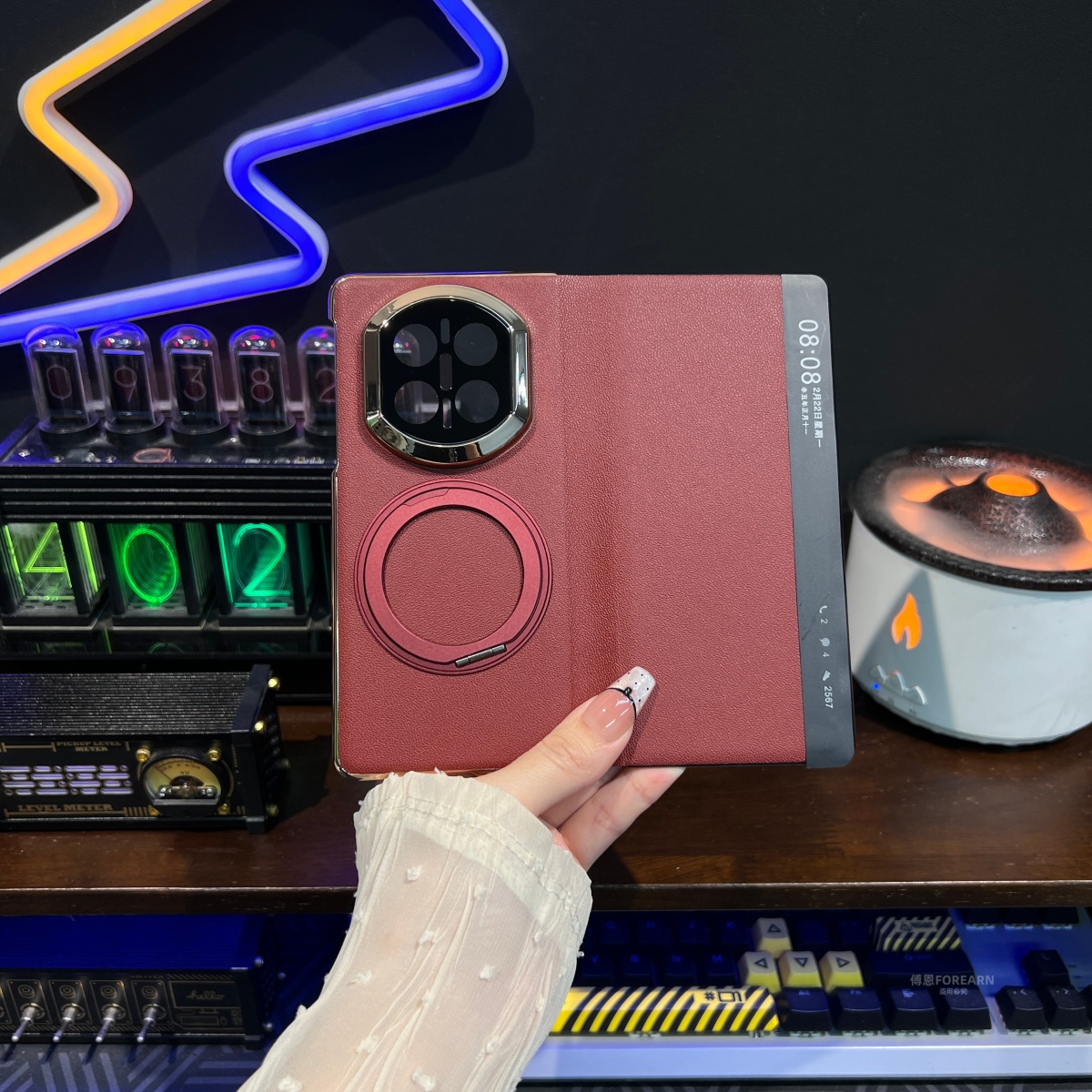 适用于华为matex7手机壳新款翻盖x7折叠屏旋转支架保护套磁吸真皮