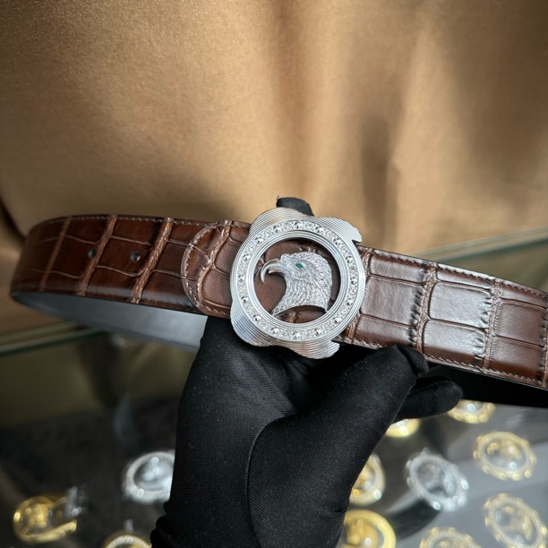 史蒂芬新款百搭男士皮带高档休闲老鹰头牛皮腰带青中老年时尚商务