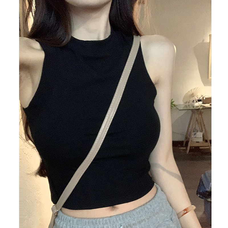 法式甜美无袖T恤针织吊带背心女新款夏季弹力冰丝修身显瘦上衣潮