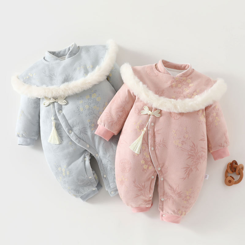 【云肩】冬季婴儿连体棉袄220g夹棉加厚宝宝棉服国风男女宝宝礼服