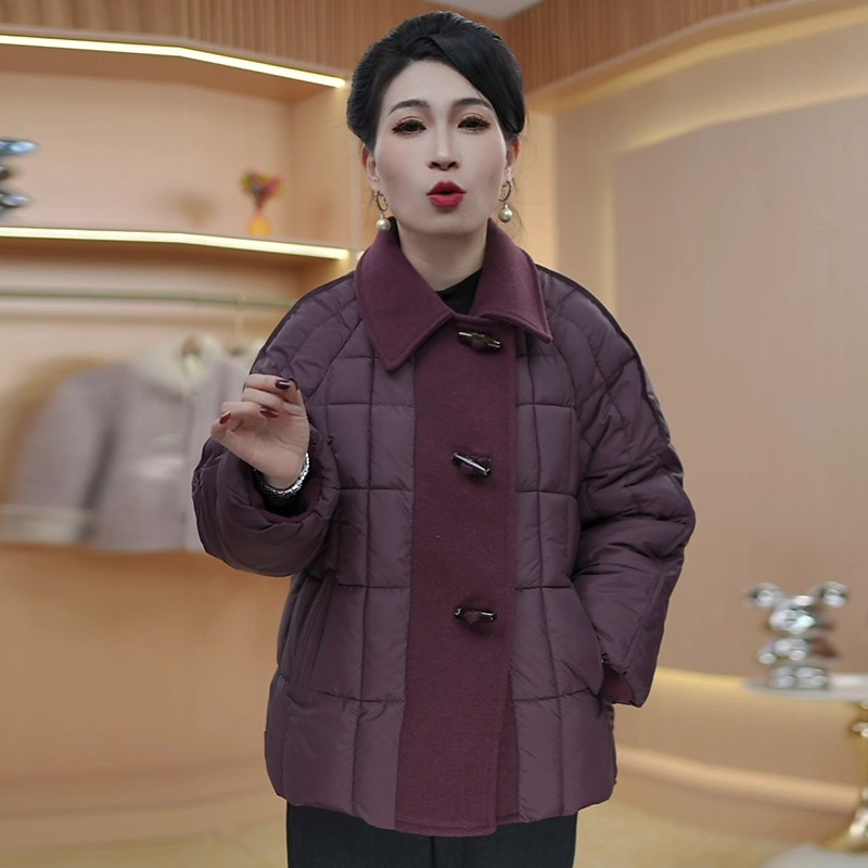 2025冬季新款气质妈妈装棉服百搭翻领休闲中老年女装宽松大码外套