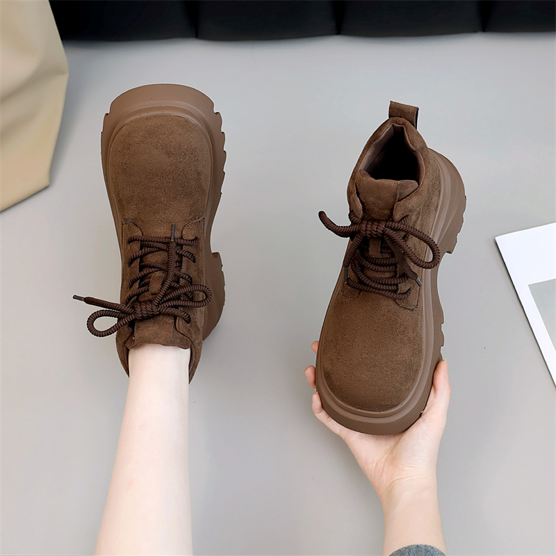 时尚百搭厚底增高马丁靴 女2025秋冬季新款小个子松糕底短靴外穿