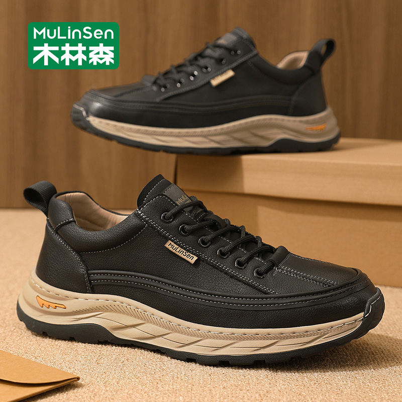木林森男鞋2025新款秋季厚底增高防水防滑百搭时尚休闲运动鞋男款