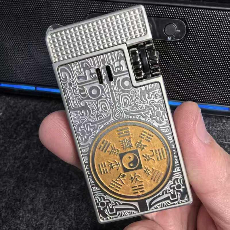 扇形中邦火焰防风工艺送礼物礼盒装打火机扁火碳纤维砂轮填漆精