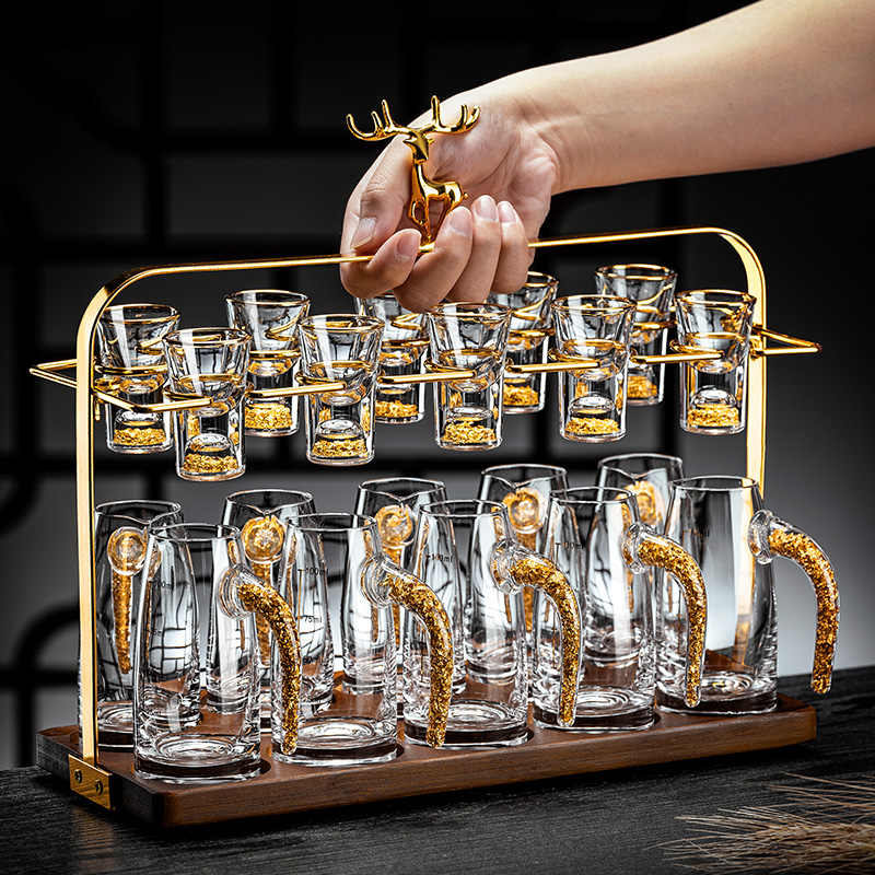 金箔白酒分酒器高档家用10壶10杯酒杯子爆款2026新款酒具白酒杯