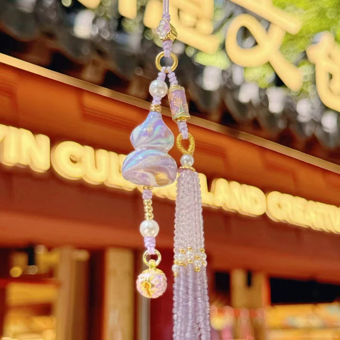 福禄降铃紫色渐变大漆葫芦铃铛挂件包挂汽车挂件灵隐景区文创