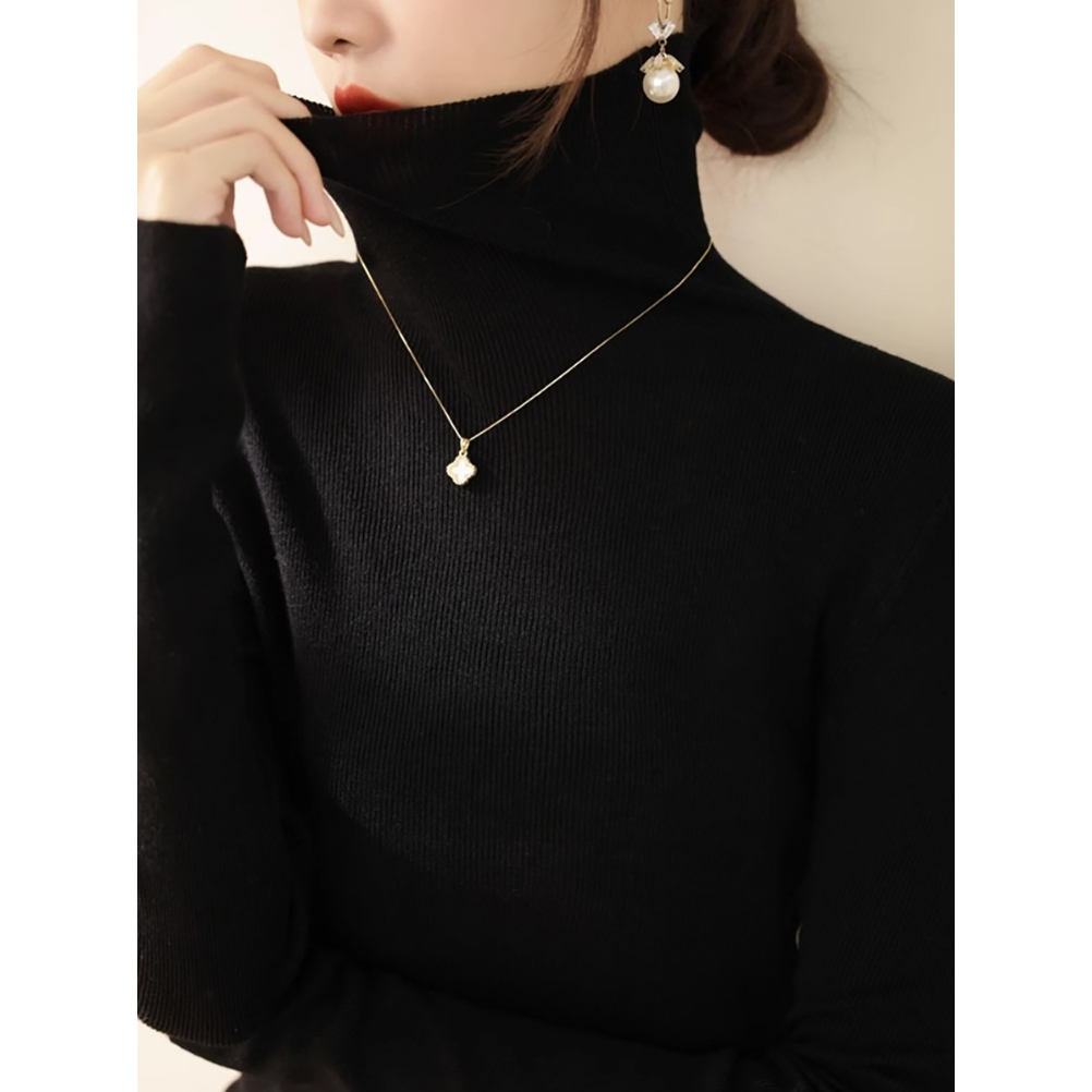 法式轻奢高领毛衣打底衫女2025秋冬款内搭高级感修身显瘦针织上衣