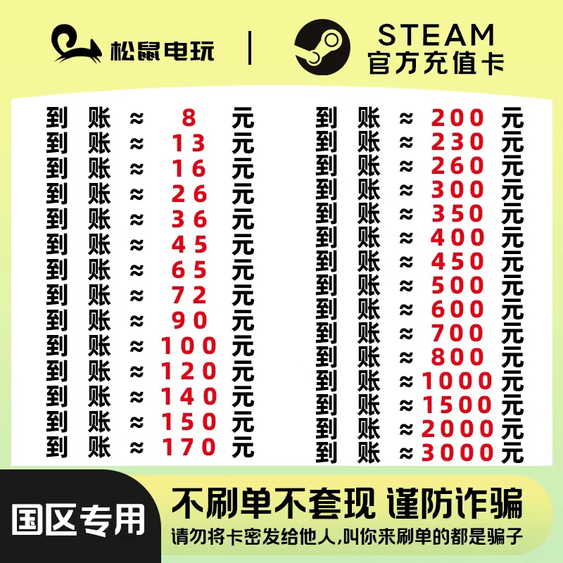 Steam国区 游戏充值卡 卡密自动到账 国区充值码 余额游戏充值卡
