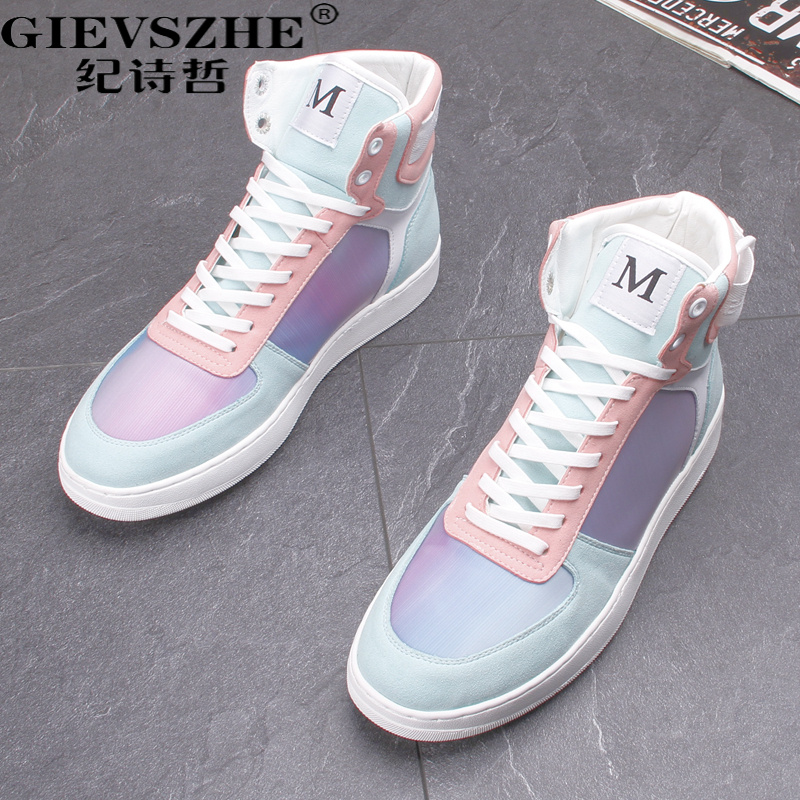 纪诗哲炫彩高帮鞋男2025秋冬新欧美潮牌网红鞋子轻奢厚底增高男鞋