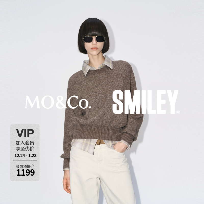 【SMILEY联名】MOCO毛衣2025冬新品含绵羊毛牦牛绒厚实MBE4SWT023