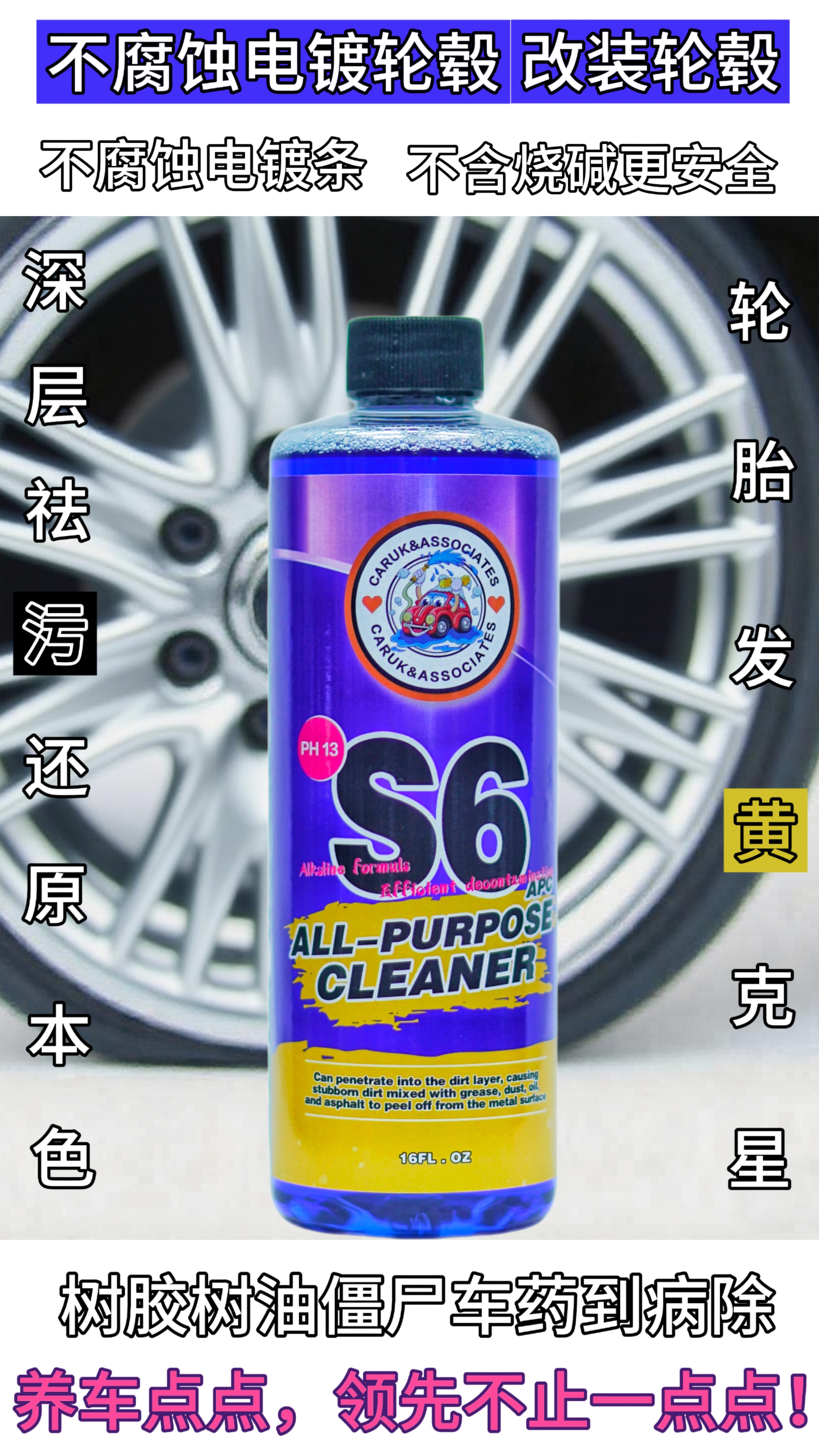 养车点点S6电镀轮毂清洁/APC多功能清洗剂/发动机表面/轮胎清洗
