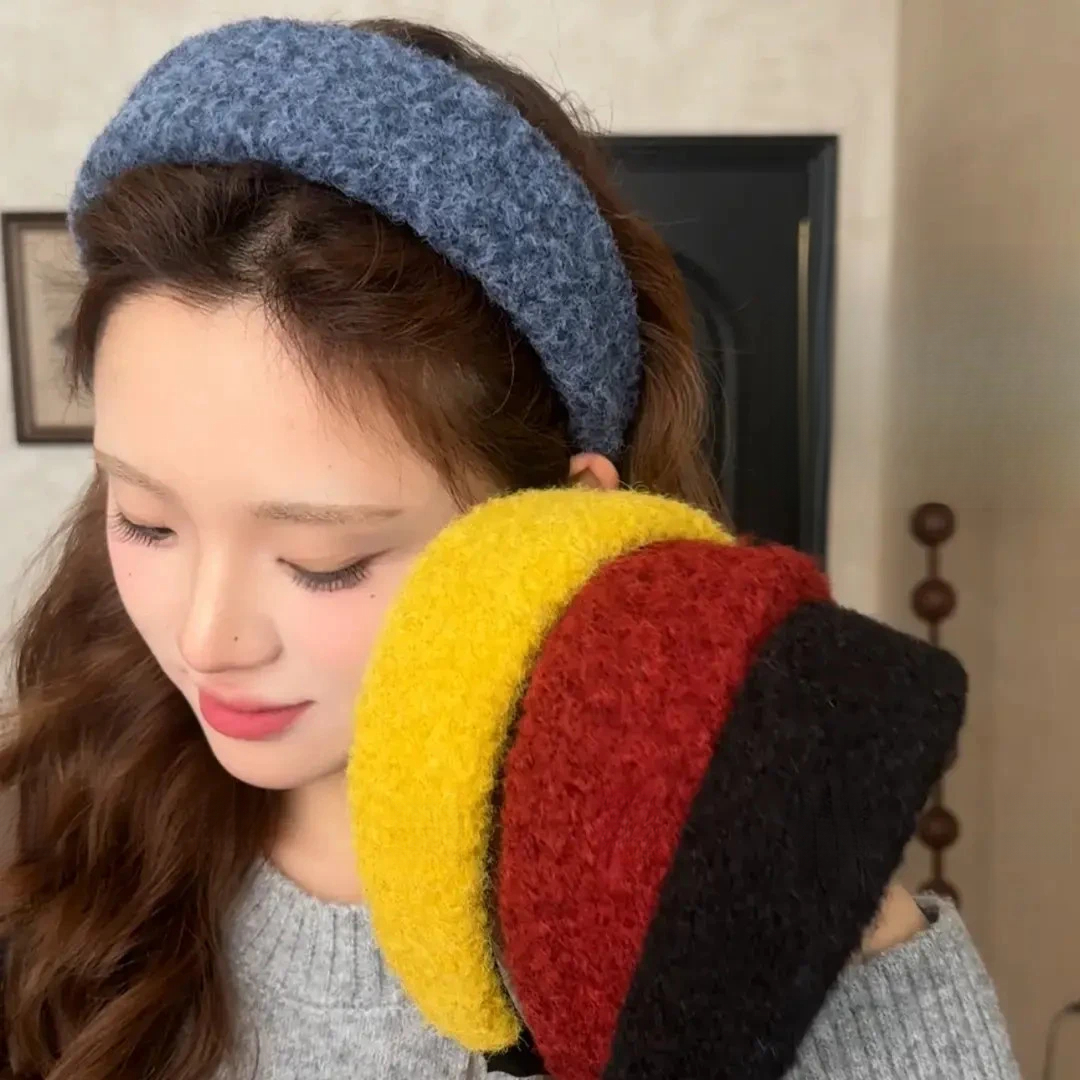 显白雾霾蓝～卷毛海绵宽版高颅顶显脸小发箍秋冬发饰少女发饰S195