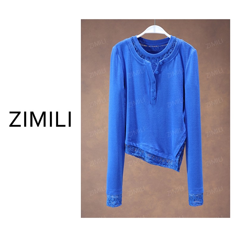 【亮哥欧货女装】冬季加厚羊毛《水溶蕾丝》高弹显瘦打底上衣10100-A0