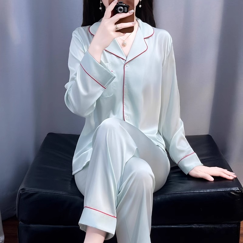 tpvl2025新款水光绸睡衣女春秋长袖家居服套装高级感可外穿夏薄款