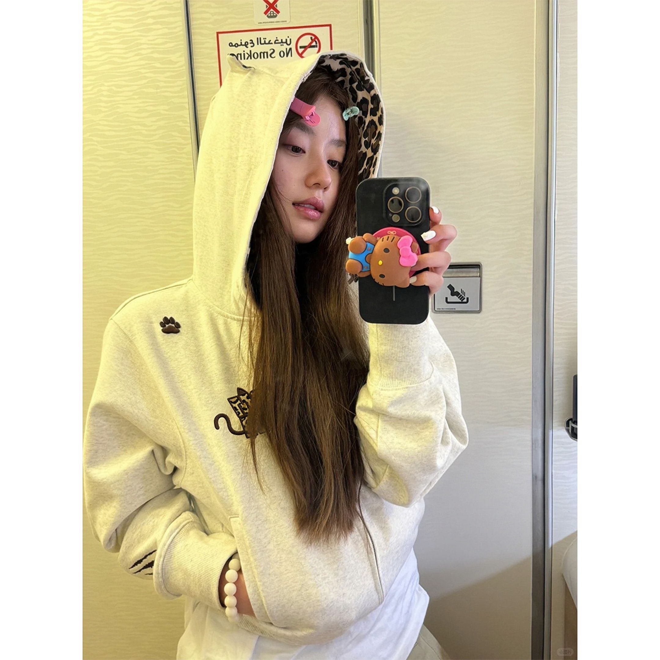 YWBY酷飒风女装高级感秋冬刺绣连帽情侣款卫衣百搭拉链开衫外套