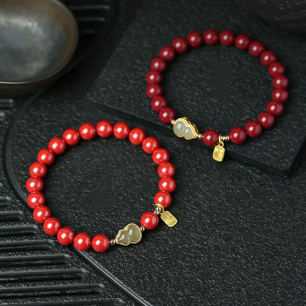 天然辰砂紫金砂朱砂葫芦手链水飞砂福牌手链礼物朱砂手链手串